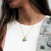 Colorful Life Necklace, Gold Vermeil, Sterling Silver, Treated Turquoise